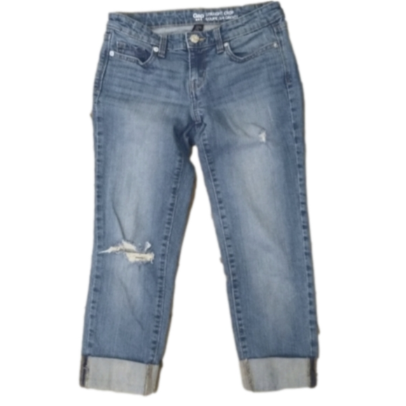 GAP Denim - Gap Straight Crop Distressed Light Wash Jean